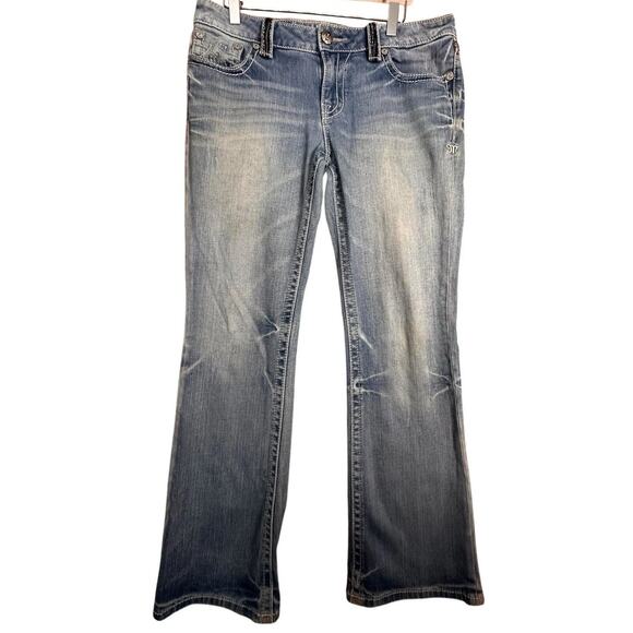 Y2K Style Miss Me Women’s Jeans M Series Sz 30 Boot Cut Blue Western Bling Flare - Picture 1 of 16